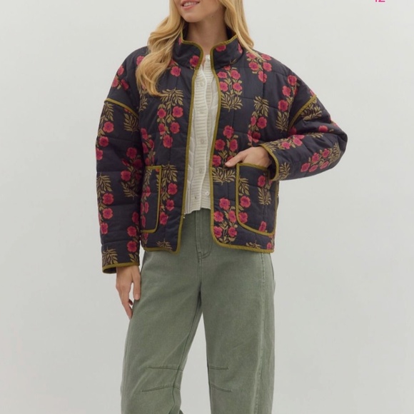 NWT Floral Quilted Medium Weight quilted Jacket coat - Picture 1 of 8